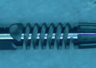 Cutting--50um wide spiral beam in Nitinol (close-up)