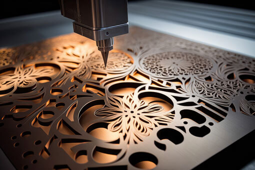 Laser cutting an intricate pattern in metal